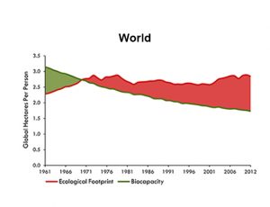 figure showing the world's Ecological Footprint and biocapacity from 1961-2012