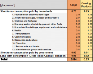 CLUM consumption land use matrix example