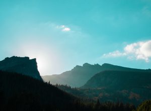 mountains illuminated by sunlight